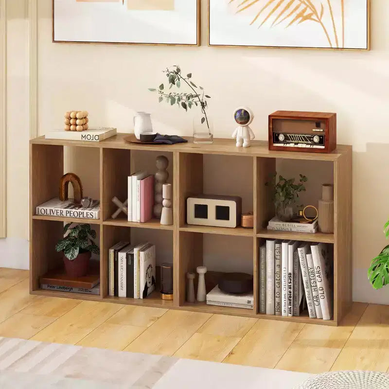 Estantería abierta de 4 cubos con kits antivuelco, estante de almacenamiento de estilo moderno para el hogar, negro/blanco/natural/marrón