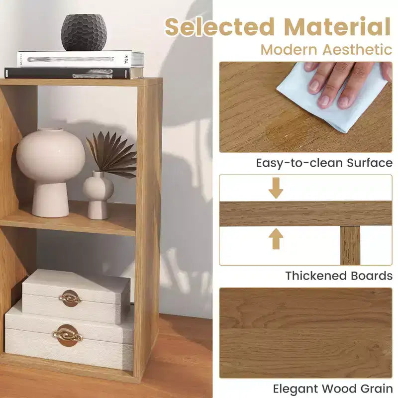 Estantería abierta de 4 cubos con kits antivuelco, estante de almacenamiento de estilo moderno para el hogar, negro/blanco/natural/marrón
