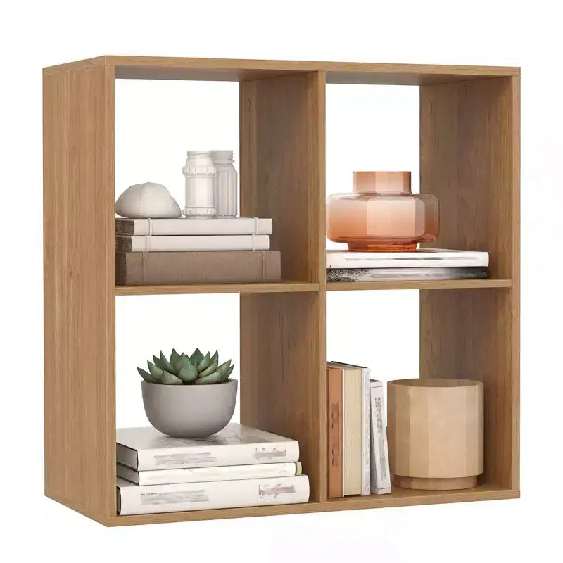 Estantería abierta de 4 cubos con kits antivuelco, estante de almacenamiento de estilo moderno para el hogar, negro/blanco/natural/marrón