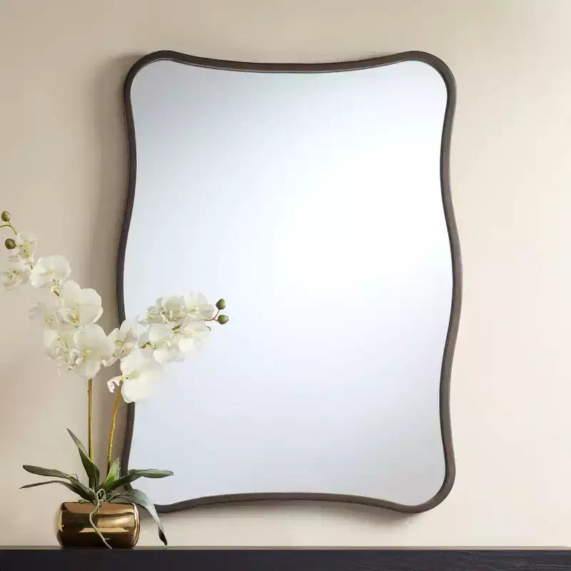 Set mit 2 geschwungenen Wandspiegeln in Dunkelbronze, 24 x 32