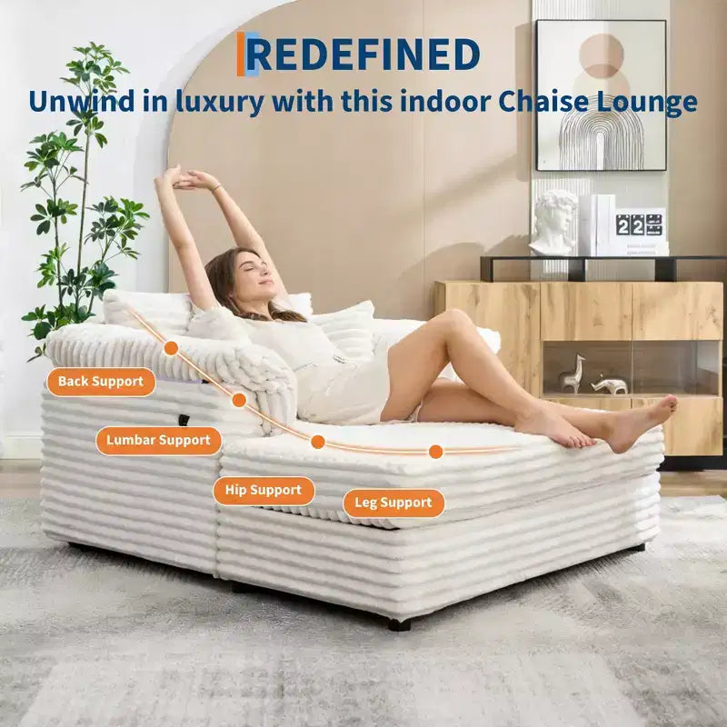 Sillón chaise longue extragrande de 60 con USB/Type-C, sofá cama de pana con reposabrazos anchos para la sala de estar