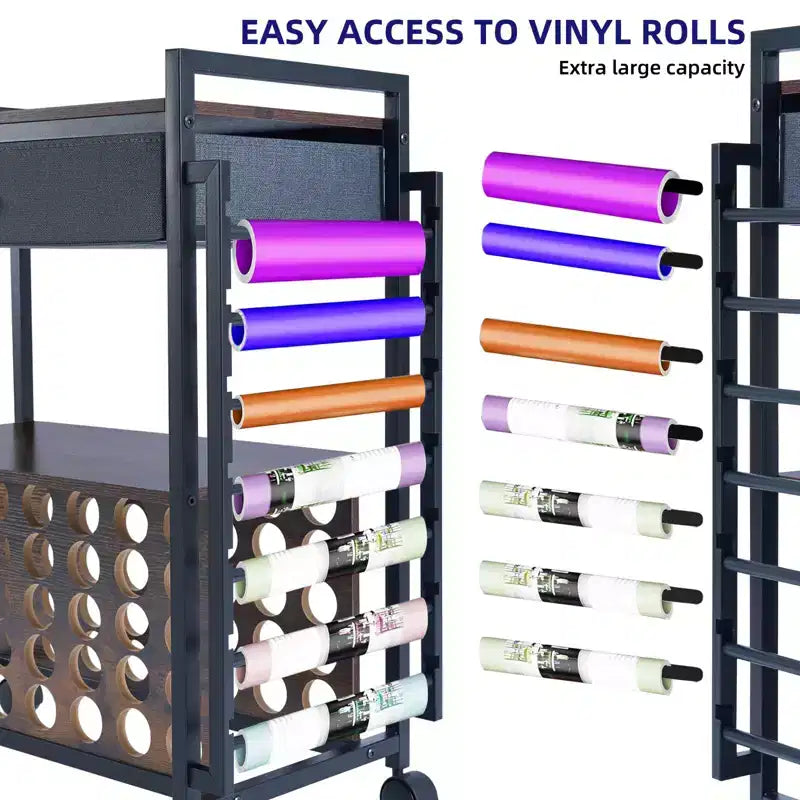 Organizadores y carrito de almacenamiento para manualidades, soporte para guardar y organizar rollos de vinilo, diseño espacioso para sala de manualidades