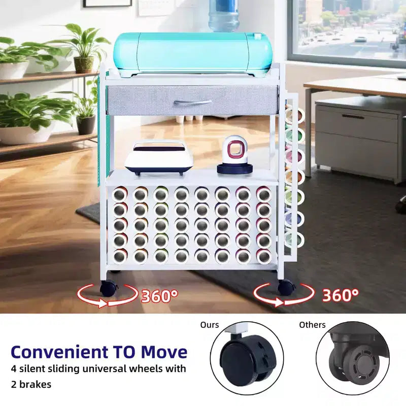 Organisateurs et chariot de rangement pour loisirs créatifs, support de rangement pour rouleaux de vinyle, conception spacieuse, pour atelier créatif
