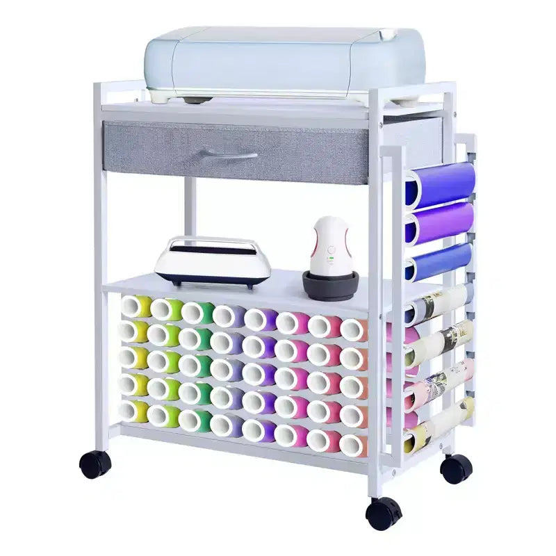 Organizadores y carrito de almacenamiento para manualidades, soporte para guardar y organizar rollos de vinilo, diseño espacioso para sala de manualidades