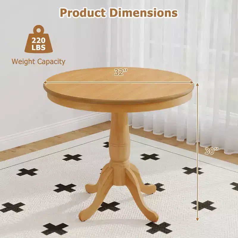 Mesa de comedor redonda de 32 pulgadas con pedestal alto para cocina y comedor