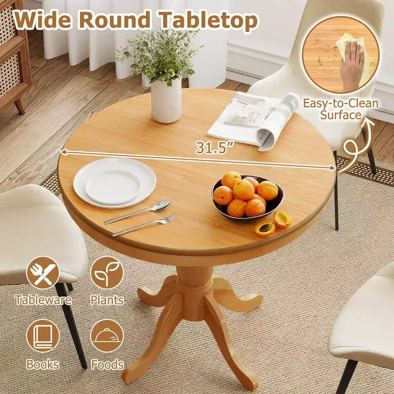Mesa de comedor redonda de 32 pulgadas con pedestal alto para cocina y comedor