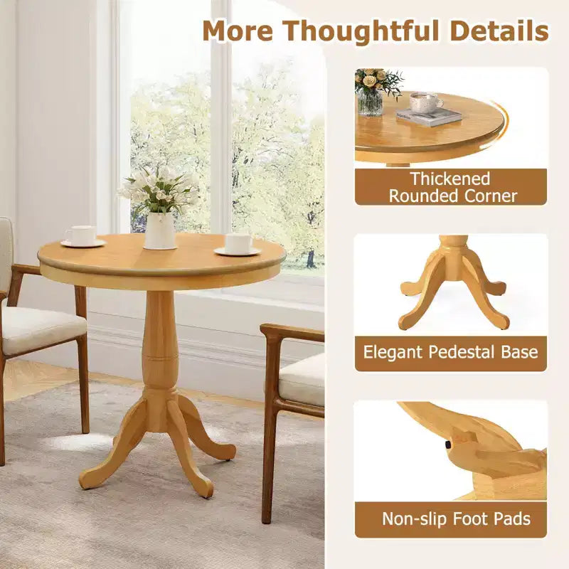 Mesa de comedor redonda de 32 pulgadas con pedestal alto para cocina y comedor
