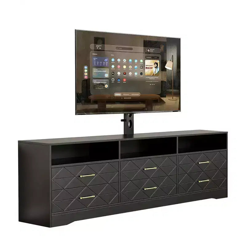 Meuble TV avec support, 6 tiroirs, pour salon ou chambre, buffet en bois pour appareils multimédias et rangement, plusieurs couleurs
