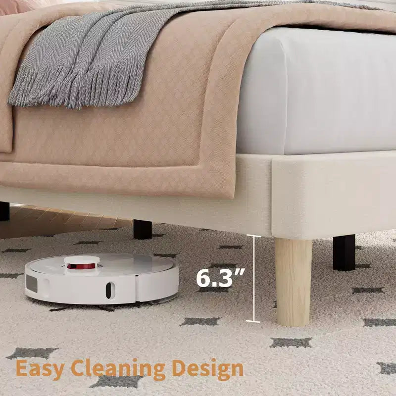 Estructura de cama con cabecero ajustable en altura, no necesita somier, fácil de montar, láminas de madera