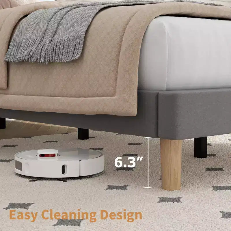 Estructura de cama con cabecero ajustable en altura, no necesita somier, fácil de montar, láminas de madera