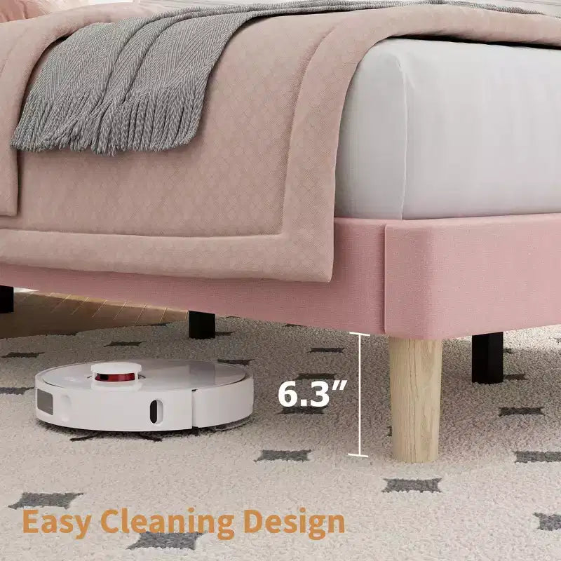 Estructura de cama con cabecero ajustable en altura, no necesita somier, fácil de montar, láminas de madera
