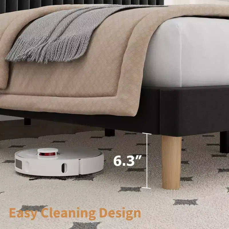 Estructura de cama con cabecero ajustable en altura, no necesita somier, fácil de montar, láminas de madera