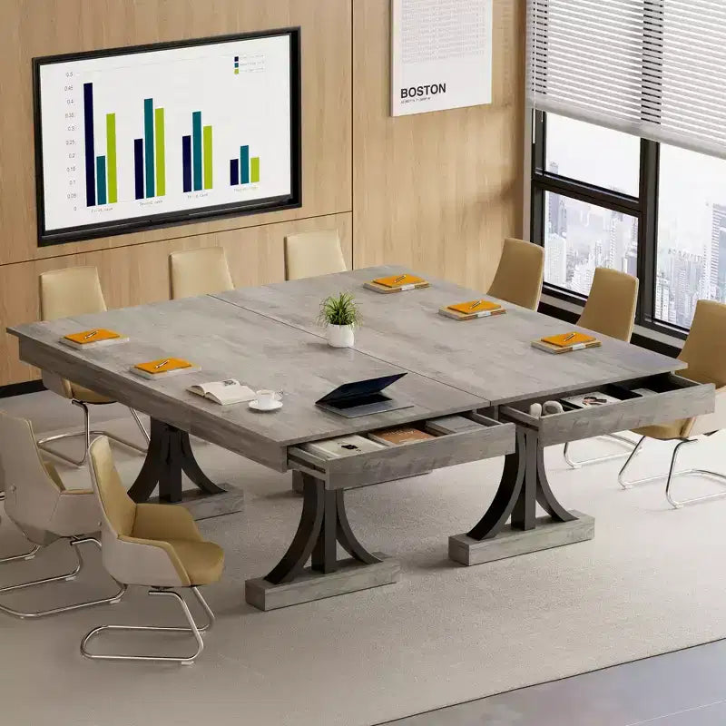 Mesa de comedor grande de 71 para 6-8 personas, mesa de cocina rectangular de madera con 2 cajones y estructura metálica resistente, mesa de comedor de 6 pies para comedor y cocina