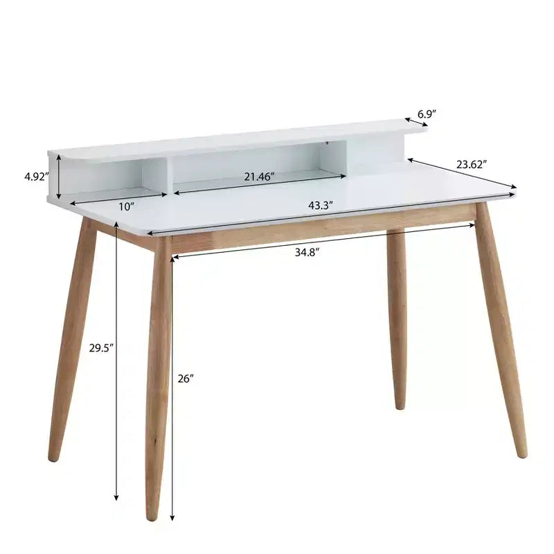 Schreibtisch aus Holz im Mid-Century-Modern-Stil mit Aufsatz und offenen Einlegeböden