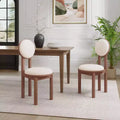 Ensemble de 2 chaises de salle à manger contemporaines sans accoudoirs, rembourrées en bois d’hévéa, noyer/beige