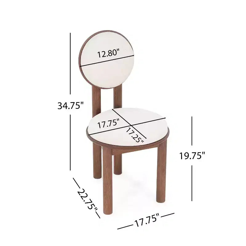 Ensemble de 2 chaises de salle à manger contemporaines sans accoudoirs, rembourrées en bois d’hévéa, noyer/beige