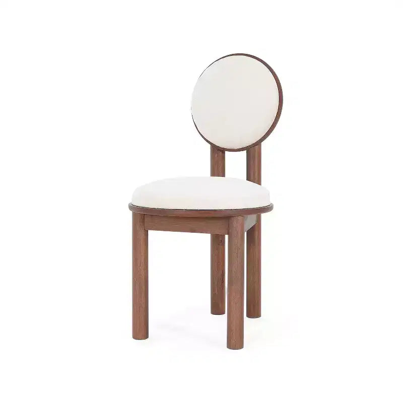 Ensemble de 2 chaises de salle à manger contemporaines sans accoudoirs, rembourrées en bois d’hévéa, noyer/beige
