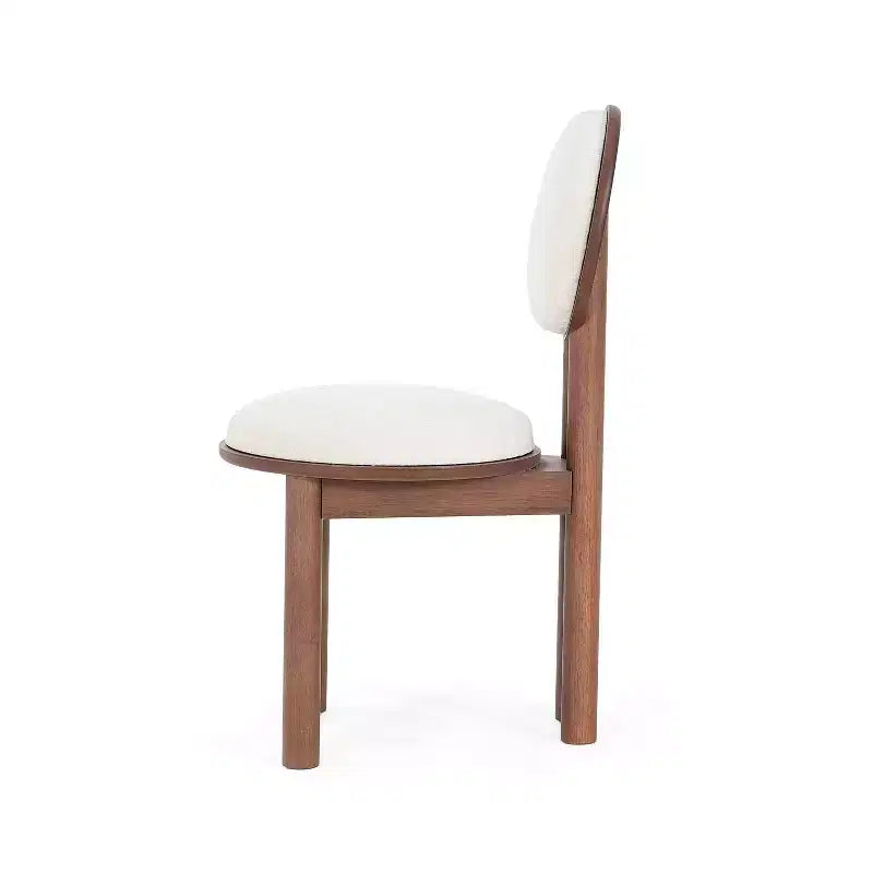 Ensemble de 2 chaises de salle à manger contemporaines sans accoudoirs, rembourrées en bois d’hévéa, noyer/beige