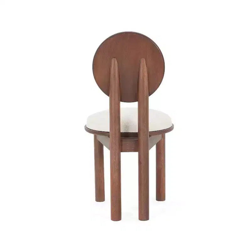 Ensemble de 2 chaises de salle à manger contemporaines sans accoudoirs, rembourrées en bois d’hévéa, noyer/beige