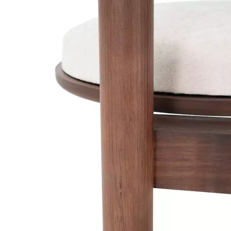 Ensemble de 2 chaises de salle à manger contemporaines sans accoudoirs, rembourrées en bois d’hévéa, noyer/beige