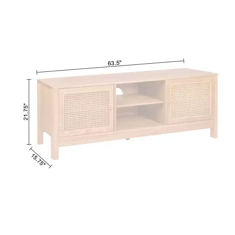 Mueble para TV rectangular de ratán natural, para televisores de hasta 70", natural