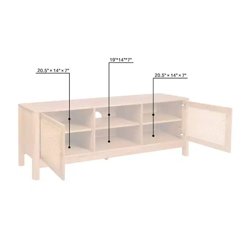 Mueble para TV rectangular de ratán natural, para televisores de hasta 70", natural