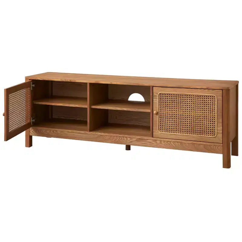 Mueble para TV rectangular de ratán natural, para televisores de hasta 70", natural