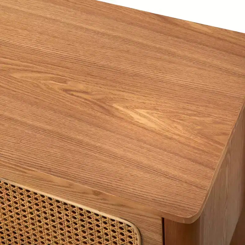 Mueble para TV rectangular de ratán natural, para televisores de hasta 70", natural