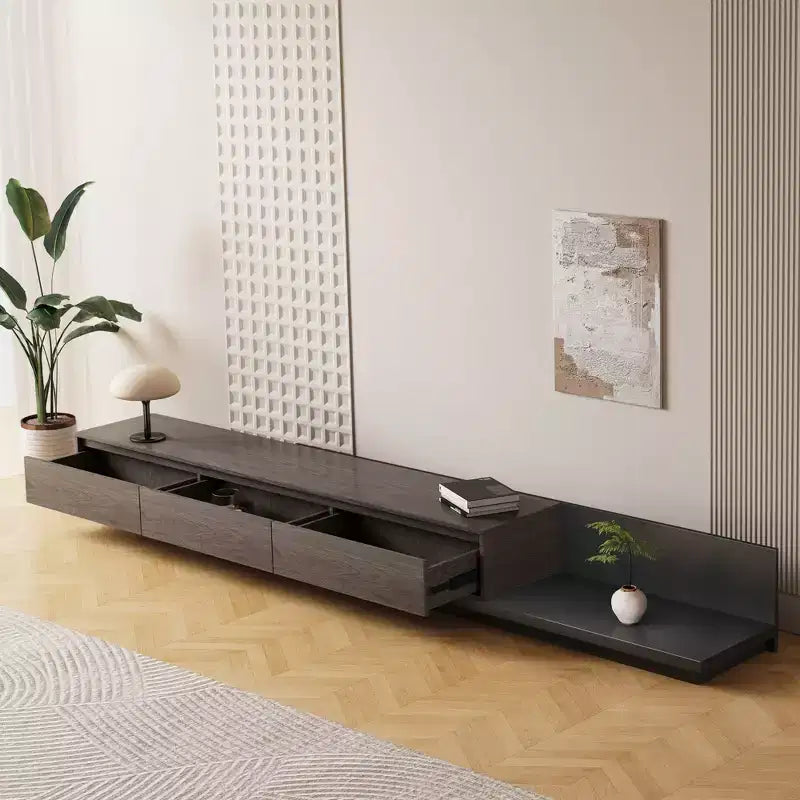 Mueble para TV moderno extensible de 78.7in en nogal oscuro, consola multimedia con 3 cajones