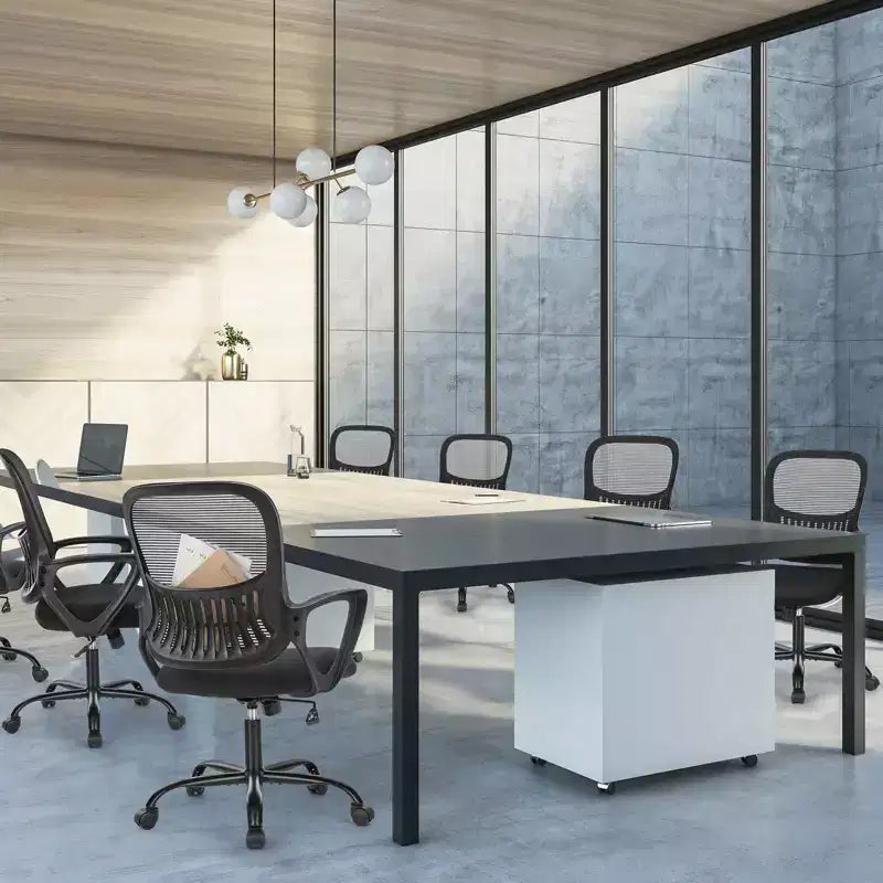 Chaise de bureau et de gaming ergonomique moderne en maille avec soutien lombaire et accoudoirs non réglables