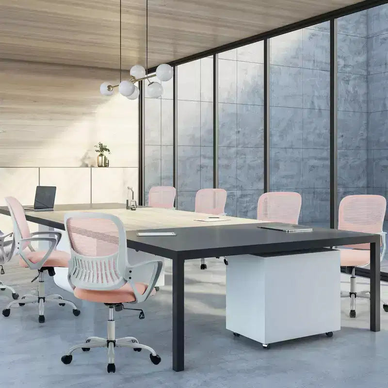 Chaise de bureau et de gaming ergonomique moderne en maille avec soutien lombaire et accoudoirs non réglables