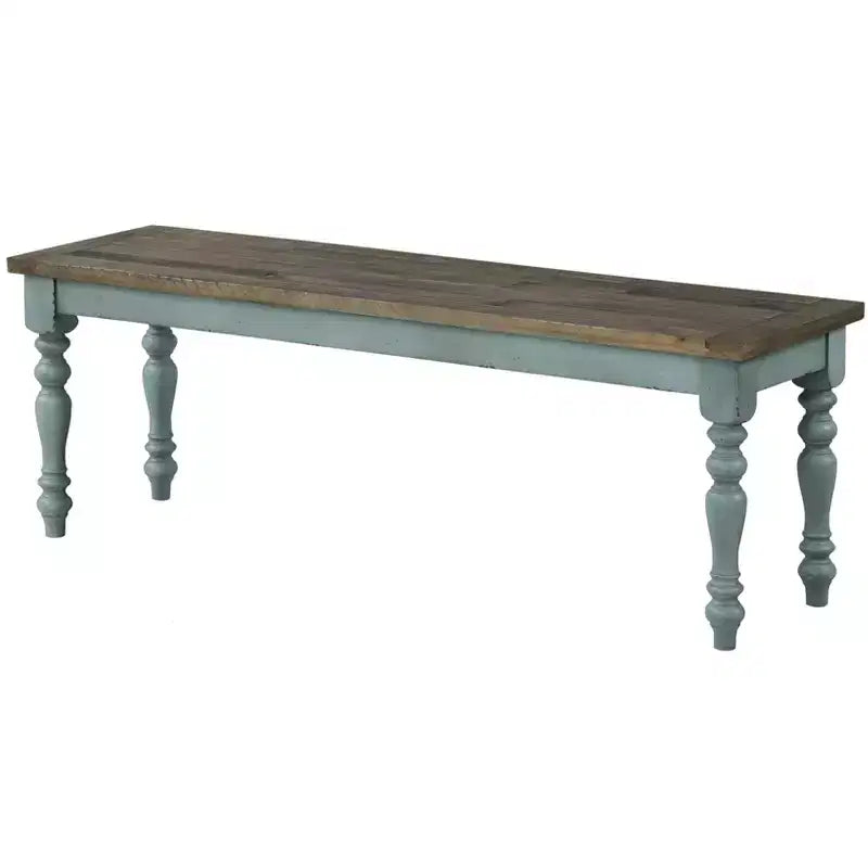 Esszimmerbank aus zweifarbigem Holz im Used-Look