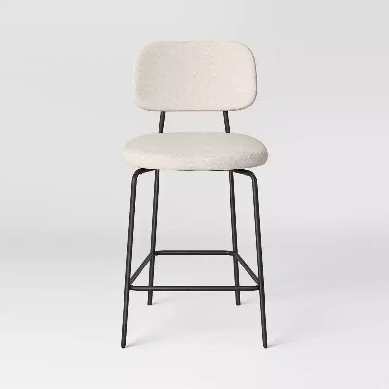 Tabouret de bar rembourré de 24 pouces à hauteur de comptoir, avec piètement en métal et repose-pieds